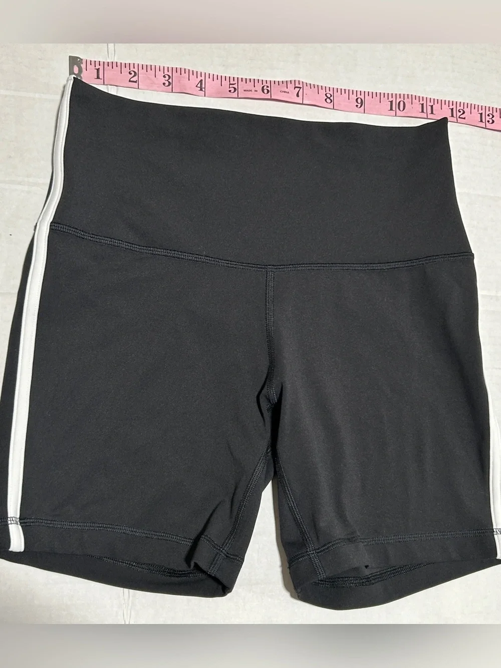 lululemon athletica Black Bike Shorts with White Side Stripe